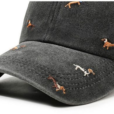 Embroidered Dog Baseball Cap with Curved Brim Soft Structured Crown and Adjustable Back Strap