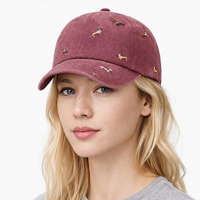 Embroidered Dog Baseball Cap with Curved Brim Soft Structured Crown and Adjustable Back Strap