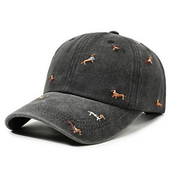 Embroidered Dog Baseball Cap with Curved Brim Soft Structured Crown and Adjustable Back Strap