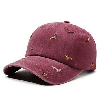Embroidered Dog Baseball Cap with Curved Brim Soft Structured Crown and Adjustable Back Strap