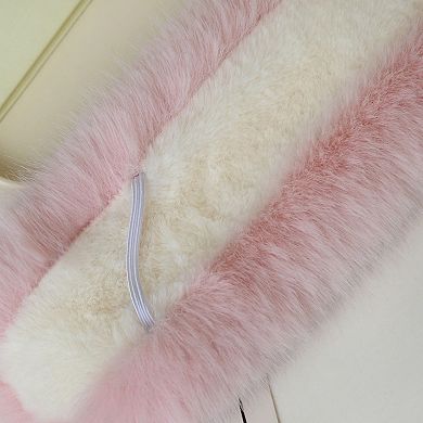 Faux Fur Pull-Through Scarf with Plush Texture and Loop Closure Design 29.5x5in