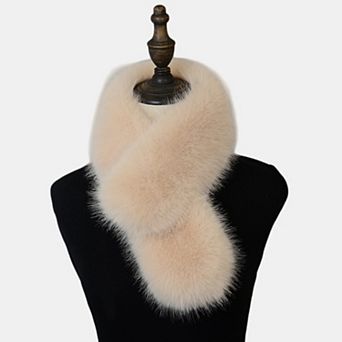 Faux Fur Pull-Through Scarf with Plush Texture and Loop Closure Design 29.5x5in