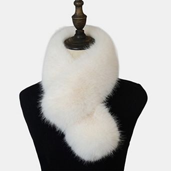 Faux Fur Pull-Through Scarf with Plush Texture and Loop Closure Design 29.5x5in