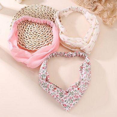 3-Piece Twisted Fabric Headband Set with Elastic Back and Mixed Patterned Designs