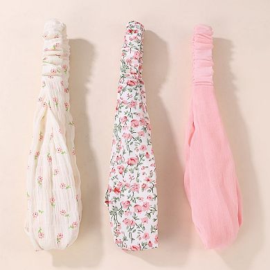 3-Piece Twisted Fabric Headband Set with Elastic Back and Mixed Patterned Designs