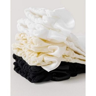 6-Piece Ruffle Trim Ankle Socks with Soft Stretch Fabric Breathable Lightweight Textured Knit