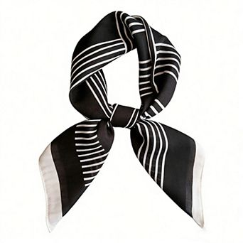Womens Lightweight Square Scarf with Modern Linear Pattern