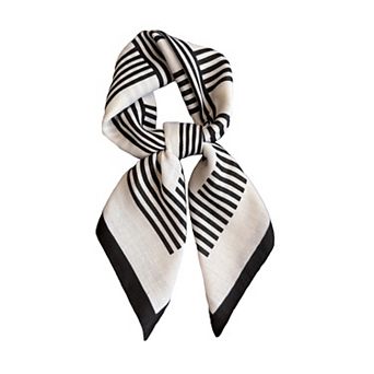Womens Lightweight Square Scarf with Modern Linear Pattern