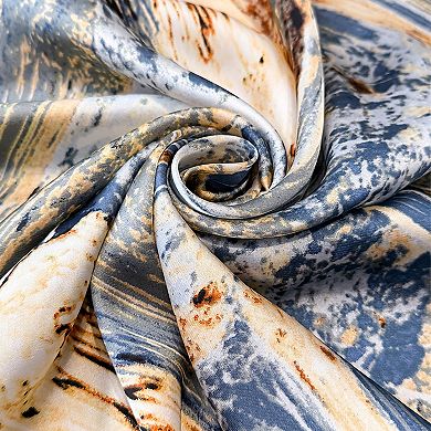 Womens Satin Square Scarf with Abstract Marble Print