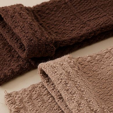 Womens Vintage Knit Lace Long Crew Socks Soft Stretch Warm Fit