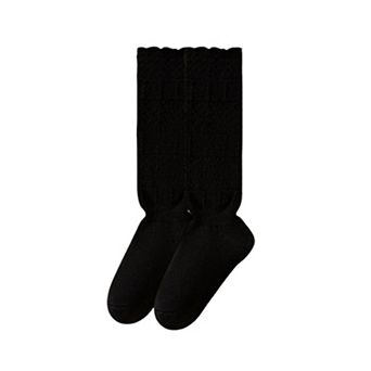 Womens Vintage Knit Lace Long Crew Socks Soft Stretch Warm Fit