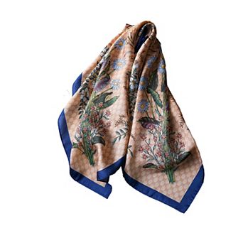 Womens Satin Square Scarf Floral Print Neck Hair Accessory