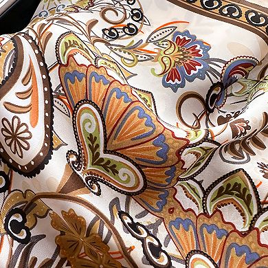 Satin Square Scarf with Vintage Paisley Floral Print
