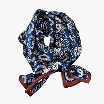 Paisley Print Satin Long Scarf with Smooth Finish and Narrow Profile Design 57x4.7in