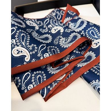 Paisley Print Satin Long Scarf with Smooth Finish and Narrow Profile Design 57x4.7in
