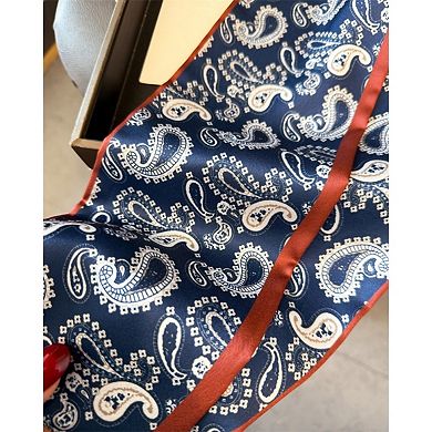 Paisley Print Satin Long Scarf with Smooth Finish and Narrow Profile Design 57x4.7in