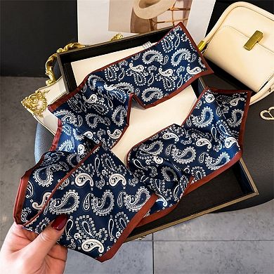 Paisley Print Satin Long Scarf with Smooth Finish and Narrow Profile Design 57x4.7in