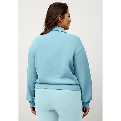 ellos Plus Size 1/4 Zip Collar Fleece Sweatshirt