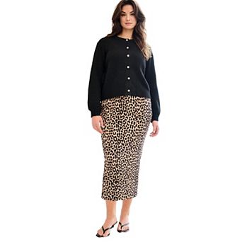 ellos Plus Size Stretch Knit Pull On A Line Maxi Skirt
