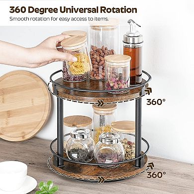 Great Ambitions Lazy Susan Organizer, 2 Tier Spice Turntable Organizer,for Kitchen Countertop
