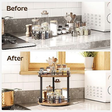 Great Ambitions Lazy Susan Organizer, 2 Tier Spice Turntable Organizer,for Kitchen Countertop