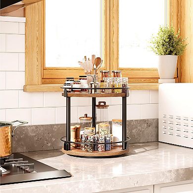 Great Ambitions Lazy Susan Organizer, 2 Tier Spice Turntable Organizer,for Kitchen Countertop