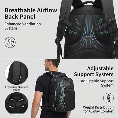 AKSZRI Compact Men's Tactical Backpack in Black