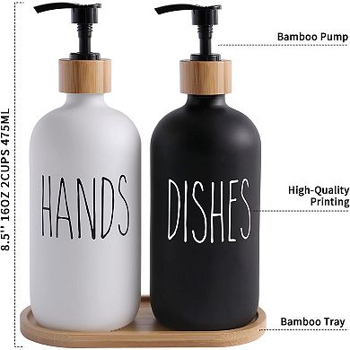 Great Ambitions Soap Dispenser Set,Contains Hand and Dish Soap Dispenser,Suitable for Kitchen Decor