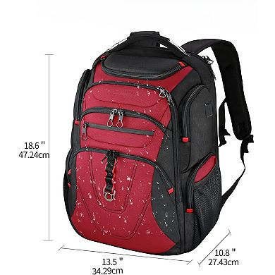 AKSZRI RFID & USB Travel Backpack for 17.3" Laptops, Water-Repellent Daypack for College & Business,