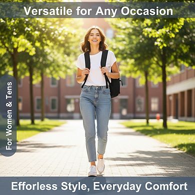 AKSZRI Waterproof Lightweight School Backpack for Women & Teens - Black