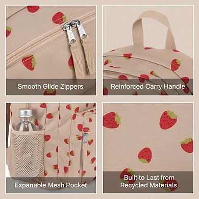 AKSZRI Ergonomic 15" Laptop Backpack with Multiple Compartments & Carry Handle - Strawberry Shower