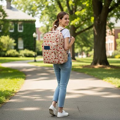 AKSZRI Ergonomic 15" Laptop Backpack with Multiple Compartments & Carry Handle - Strawberry Shower