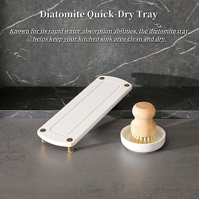 Great Ambitions Soap Dispenser Set Comes with Stainless Steel Pumps, Dry Tray,and Dish Scrub Brush