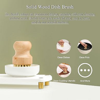 Great Ambitions Soap Dispenser Set Comes with Stainless Steel Pumps, Dry Tray,and Dish Scrub Brush