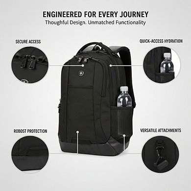 AKSZRI 16" Laptop Backpack in Black Hex - Gear Attachments, Multiple Pockets & Padded Straps