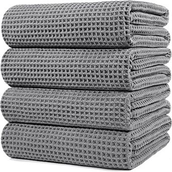 Great Ambitions Quick Dry Lint Free Bath Towel, 60 x 30 in 4 Pack (Waffle Weave)