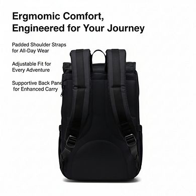 AKSZRI Mid-Volume Canvas Backpack with Signature Stripes - Casual Daily Use