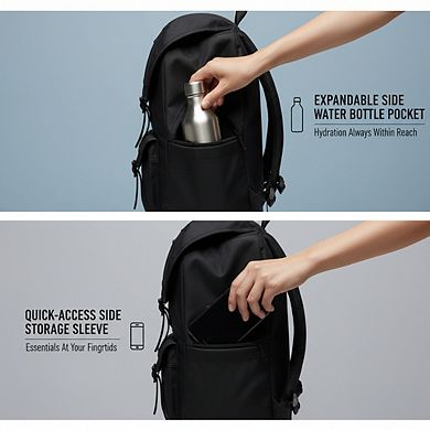 AKSZRI Mid-Volume Canvas Backpack with Signature Stripes - Casual Daily Use