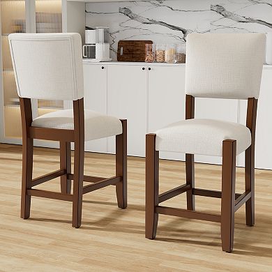 Merax Mid Century Modern Bar Stools Set of 2, 40.4" Counter Stools with Back