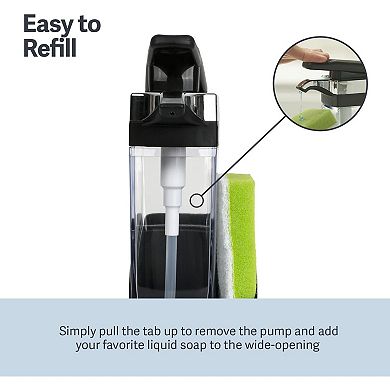 Great Ambitions Kitchen Soap Pump and Sponge Caddy,One-Hand Soap Dispensing,Easy to Refill and Clean