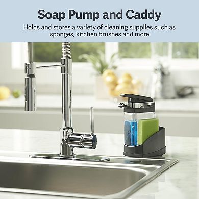 Great Ambitions Kitchen Soap Pump and Sponge Caddy,One-Hand Soap Dispensing,Easy to Refill and Clean