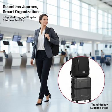 AKSZRI Shield Laptop Backpack in Black, Dimensions: 18.5"x12"x6"