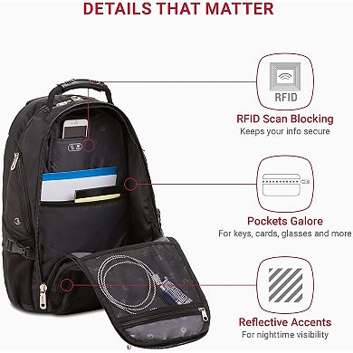 AKSZRI 1900 ScanSmart 17" Tech Backpack with RFID Protection & Reflective Design