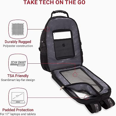 AKSZRI 1900 ScanSmart 17" Tech Backpack with RFID Protection & Reflective Design