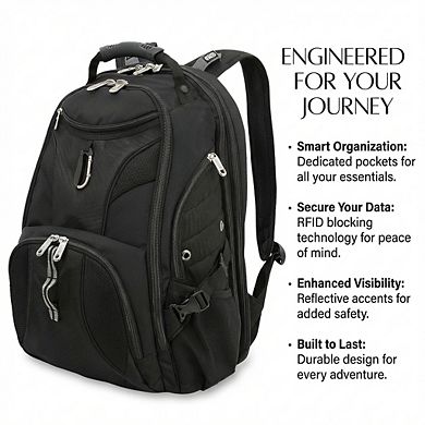 AKSZRI 1900 ScanSmart 17" Tech Backpack with RFID Protection & Reflective Design