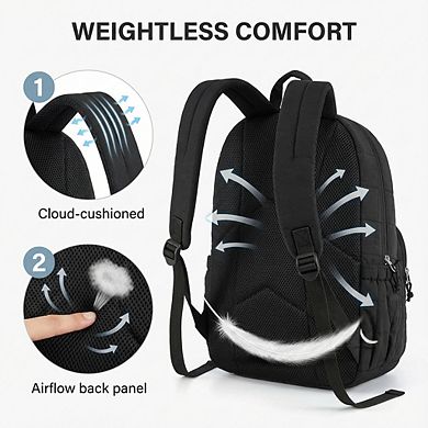 AKSZRI Women's Quilted Backpack - Water-Resistant 15.6" Laptop Daypack