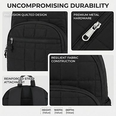 AKSZRI Women's Quilted Backpack - Water-Resistant 15.6" Laptop Daypack