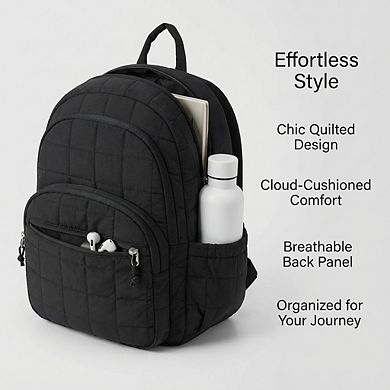 AKSZRI Women's Quilted Backpack - Water-Resistant 15.6" Laptop Daypack