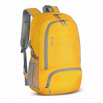 AKSZRI 30L Yellow Packable Backpack - Water-Resistant, Lightweight Foldable for Hiking & Travel