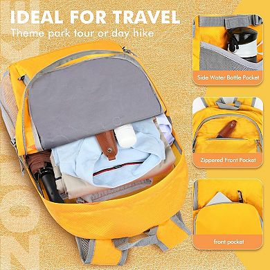 AKSZRI 30L Yellow Packable Backpack - Water-Resistant, Lightweight Foldable for Hiking & Travel